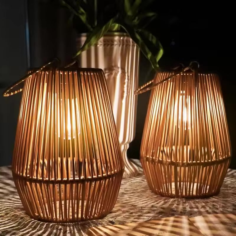 Tiveario Home™ Solar Bamboo Lantern (Set of 2)