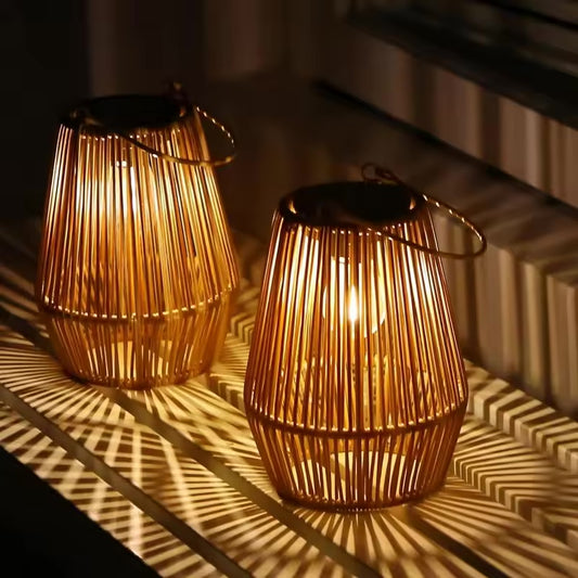 Tiveario Home™ Solar Bamboo Lantern (Set of 2)